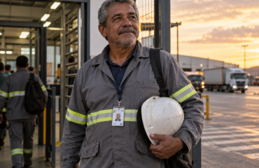 Trabalhador experiente encerrando expediente após anos de contribuição ao INSS