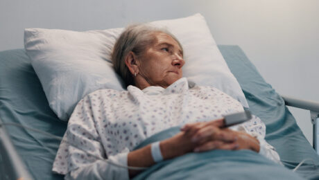 healthcare-recovery-thinking-with-old-woman-hospital-bed-rest-from-operation-surgery-idea-insurance-tired-with-senior-patient-medical-clinic-rehabilitation-from-accident