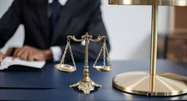 Balança da Justiça sobre mesa de escritório durante análise jurídica sobre renegociação de dívida e garantias.